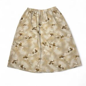 90s tan and brown floral midi skirt